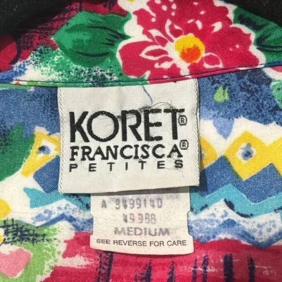 Vintage Koret Petites Womens Floral Zip-Up Jacket Medium Cotton Blend - Picture 3 of 9